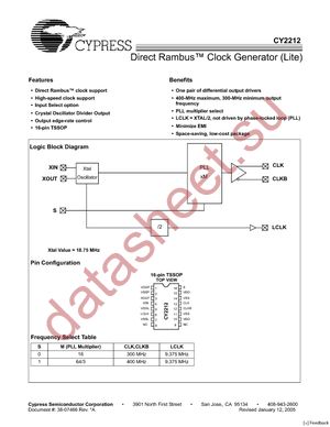 CY2212ZXC-2 datasheet  